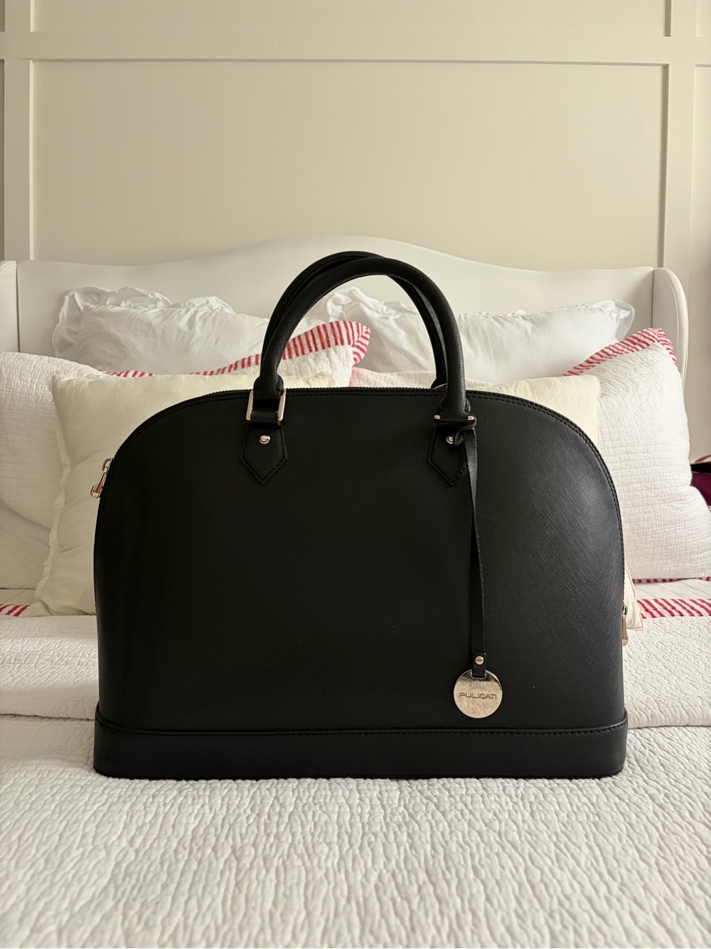 Pulicati Black Structured Dome Satchel Handbag